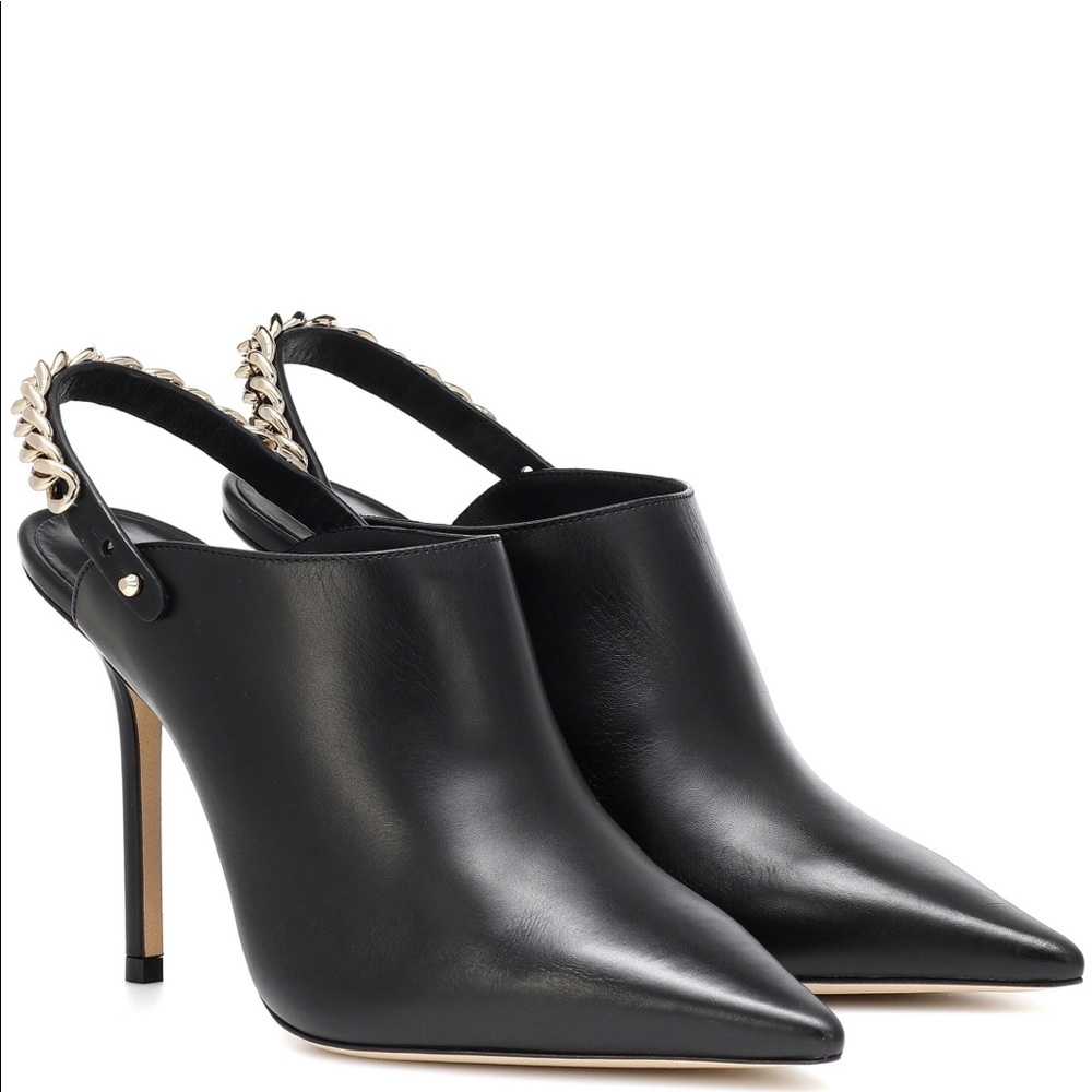 Jimmy Choo Lexx 100 Black/gold Leather heeled  Mules NWT